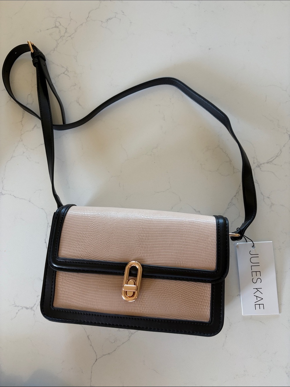 Two-Tone Black and Blush Crossbody Bag VEGAN BY JULES KAE